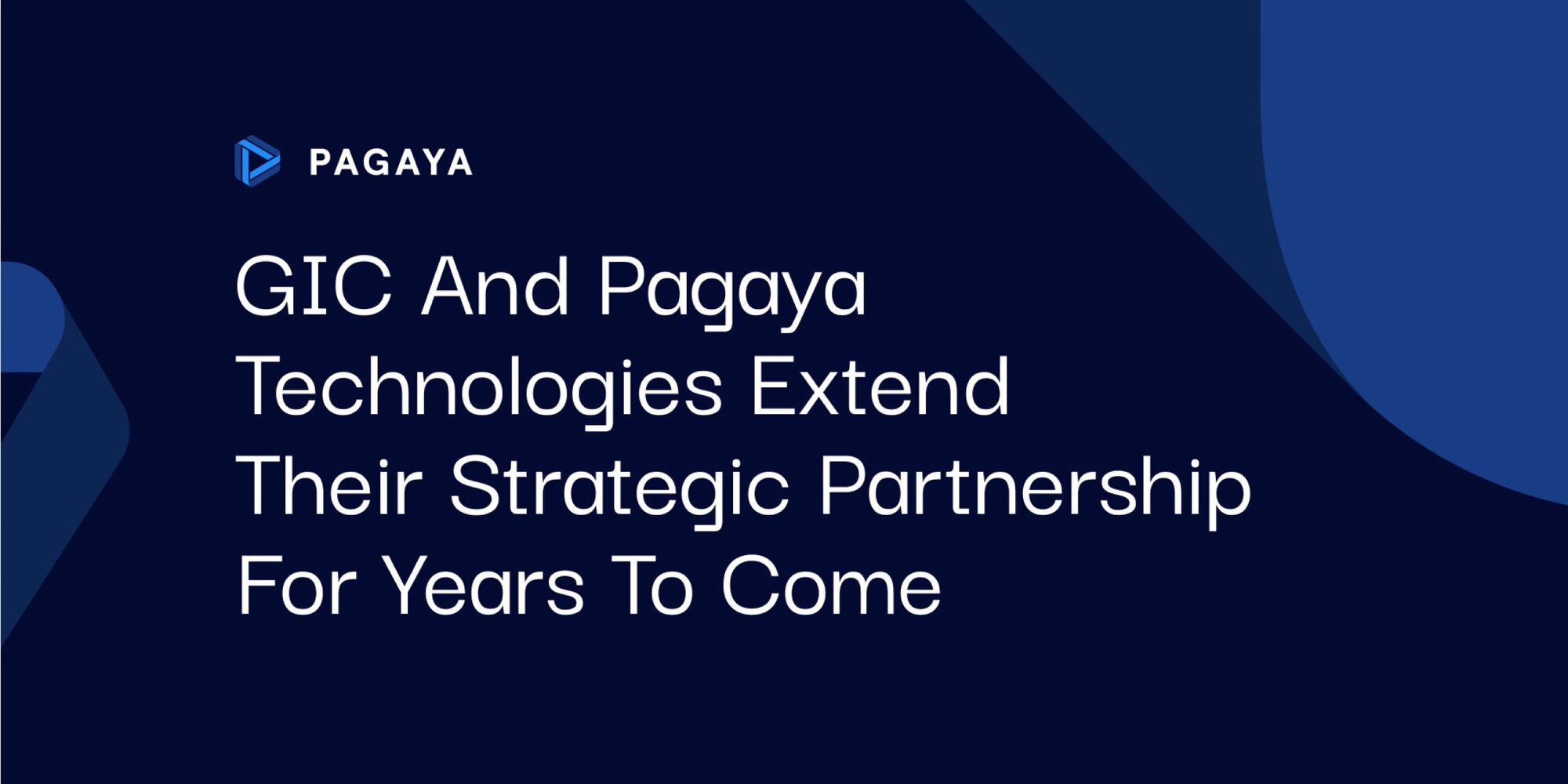 "GIC and Pagaya Technologies Extend Their Strategic Partnership for Years to Come white text on a blue background with blue ribbon graphics"