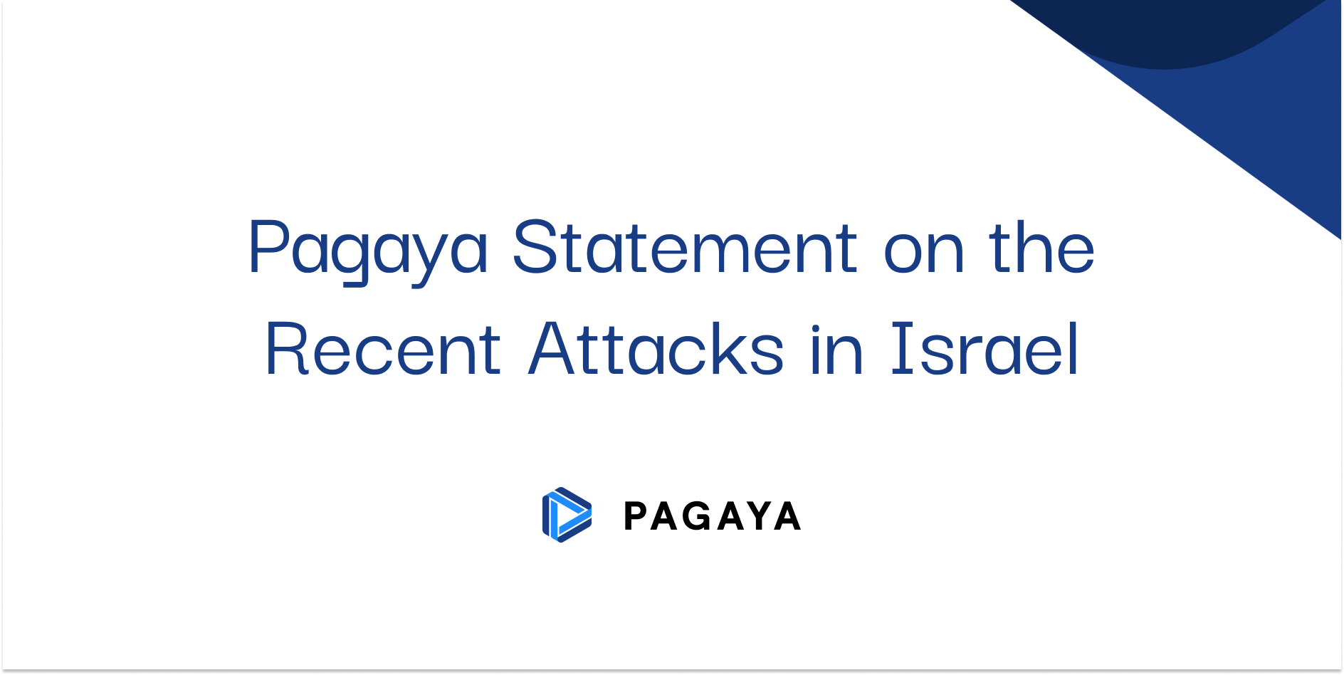 "Pagaya Statement on the Recent Attacks in Israel"