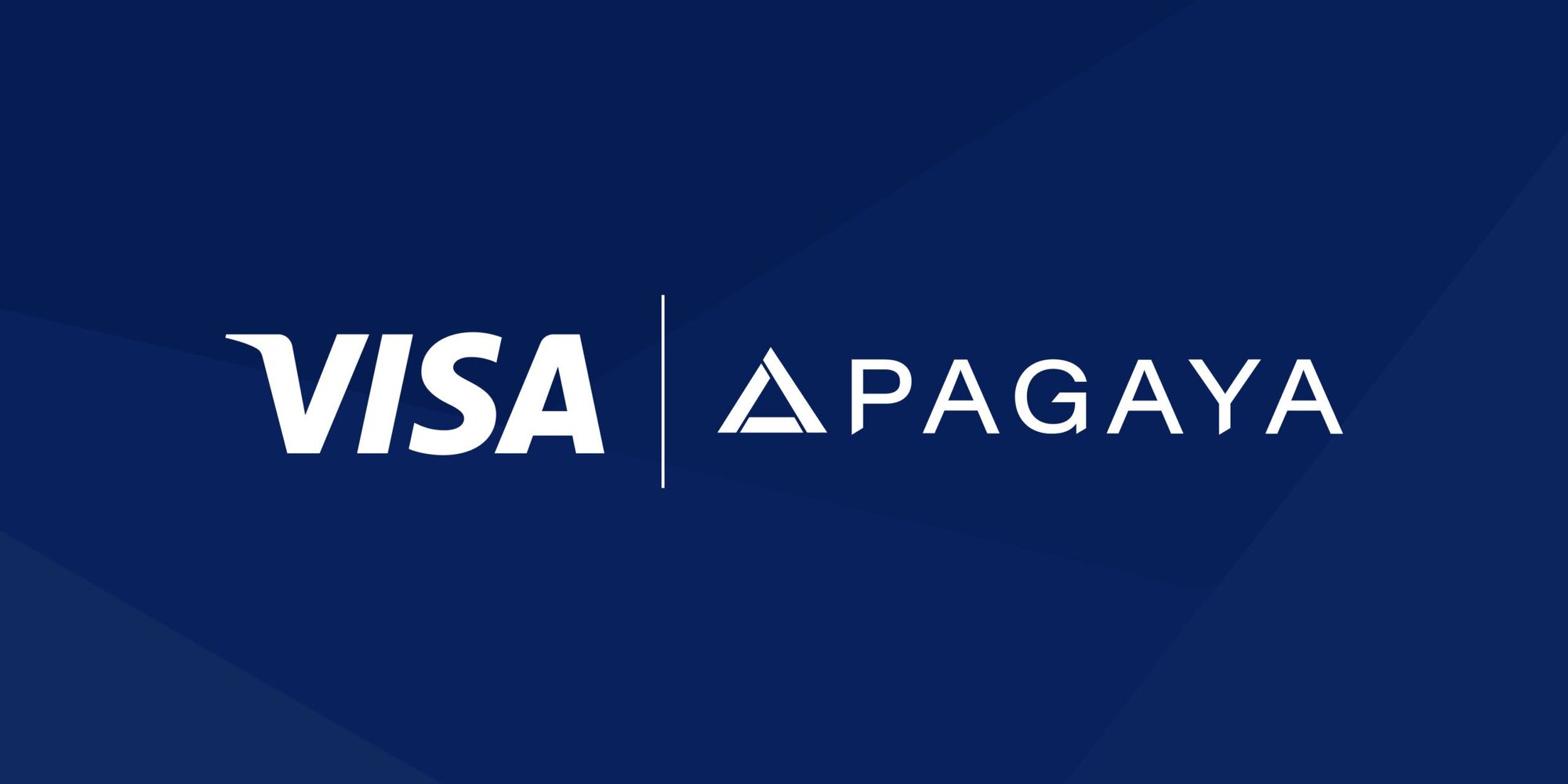 "Visa and Pagaya logo on a blue textured background"