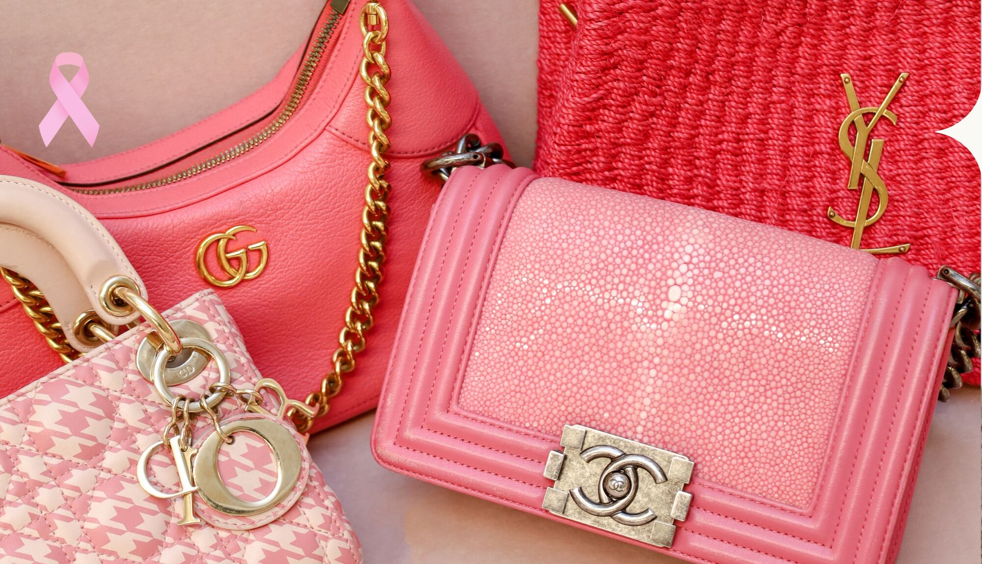 Image of pink luxury bags from Vivrelle.