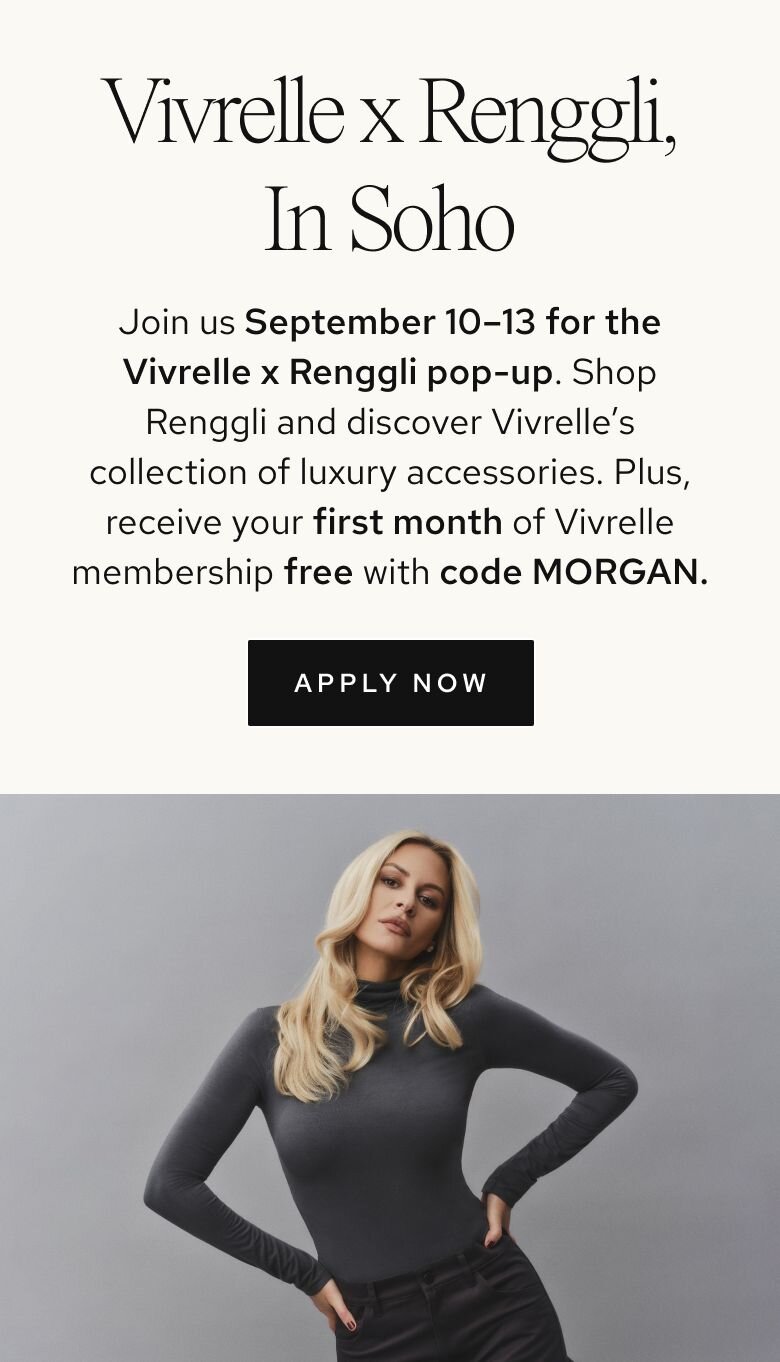Photo of women holding luxury bags from Vivrelle. Text: Access Luxury with Vivrelle. Borrow, rotate, and enjoy exclusive designer items. CTA: Apply now. 
