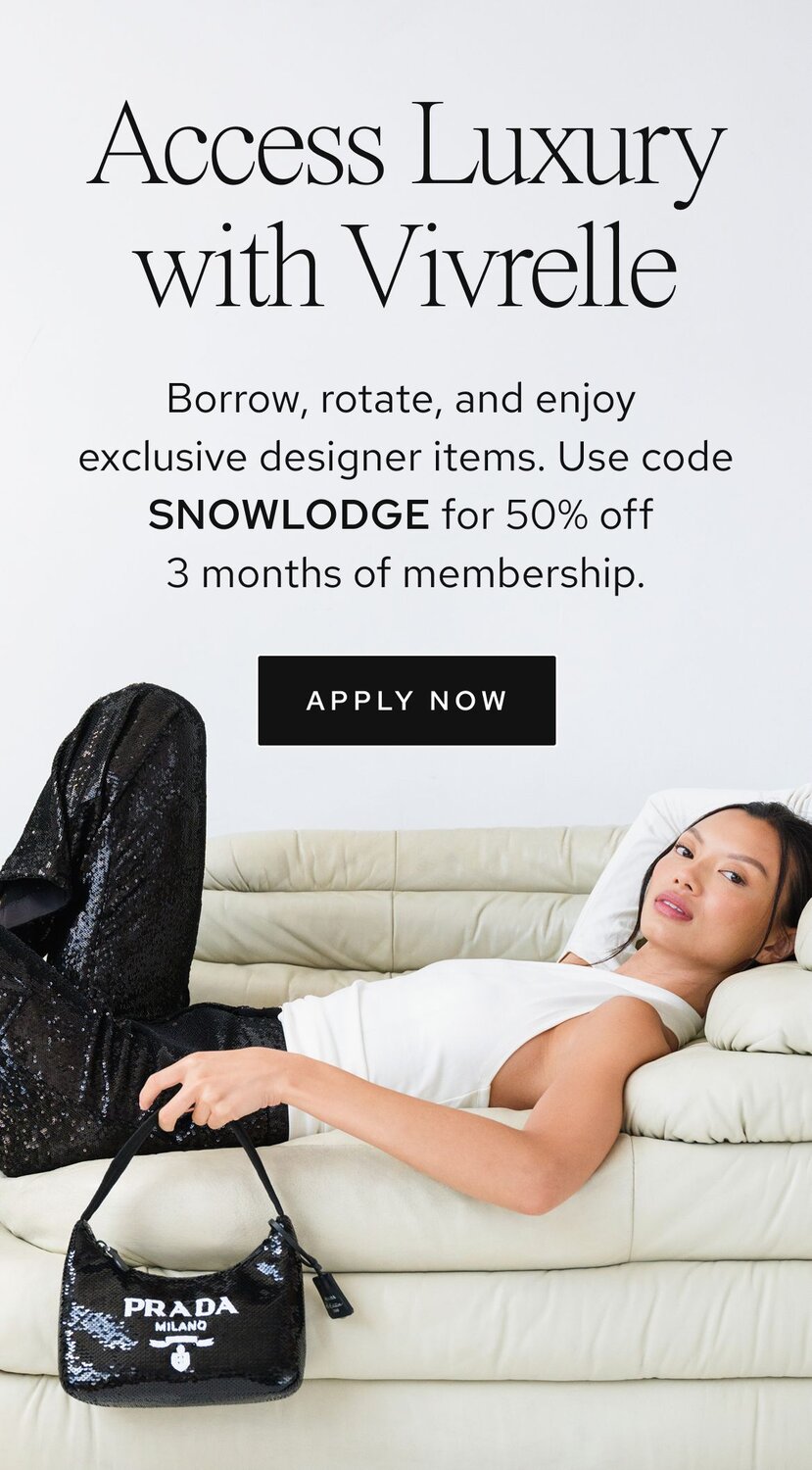 Photo of women holding luxury bags from Vivrelle. Text: Access Luxury with Vivrelle. Borrow, rotate, and enjoy exclusive designer items. CTA: Apply now. 