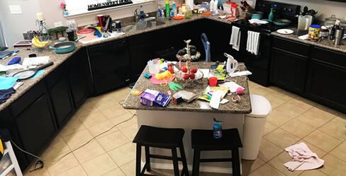 untidy kitchen before