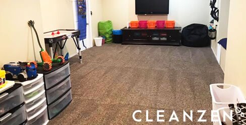 organized kids playroom after