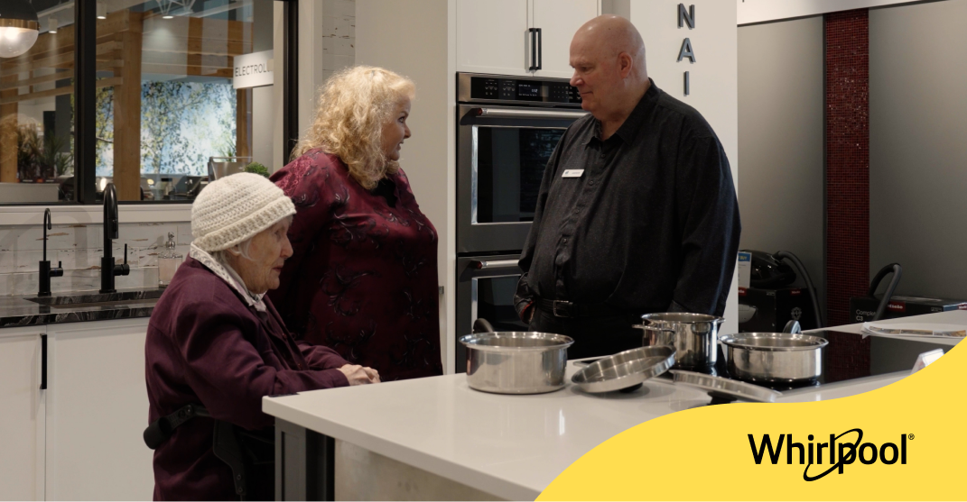 An image of Grandma Grace in the Trail Appliances showroom shopping for appliances