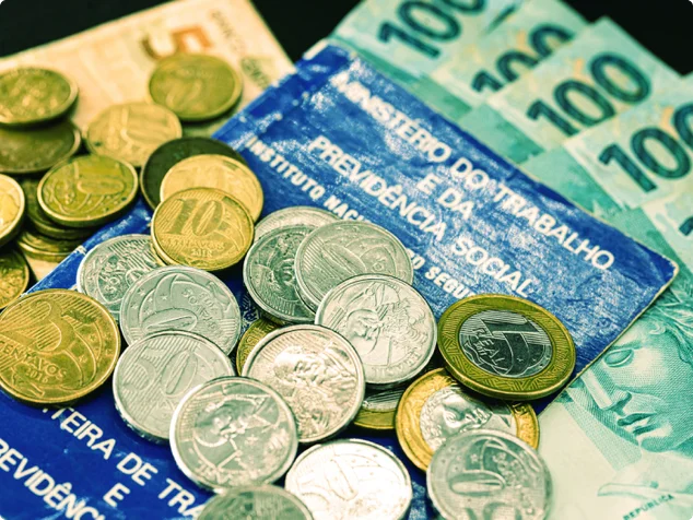 moedas e cédulas carteira de trabalho