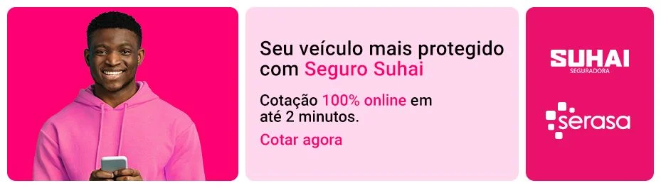 Seu veículo mais protegido com Seguro Suhai
Cotação 100% online em até 2 minutos.