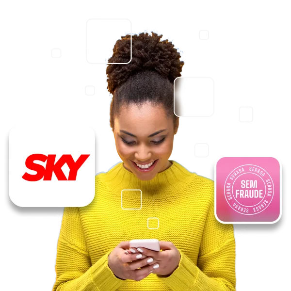 Ilustração com o logo do parceiro Sky do limpa nome