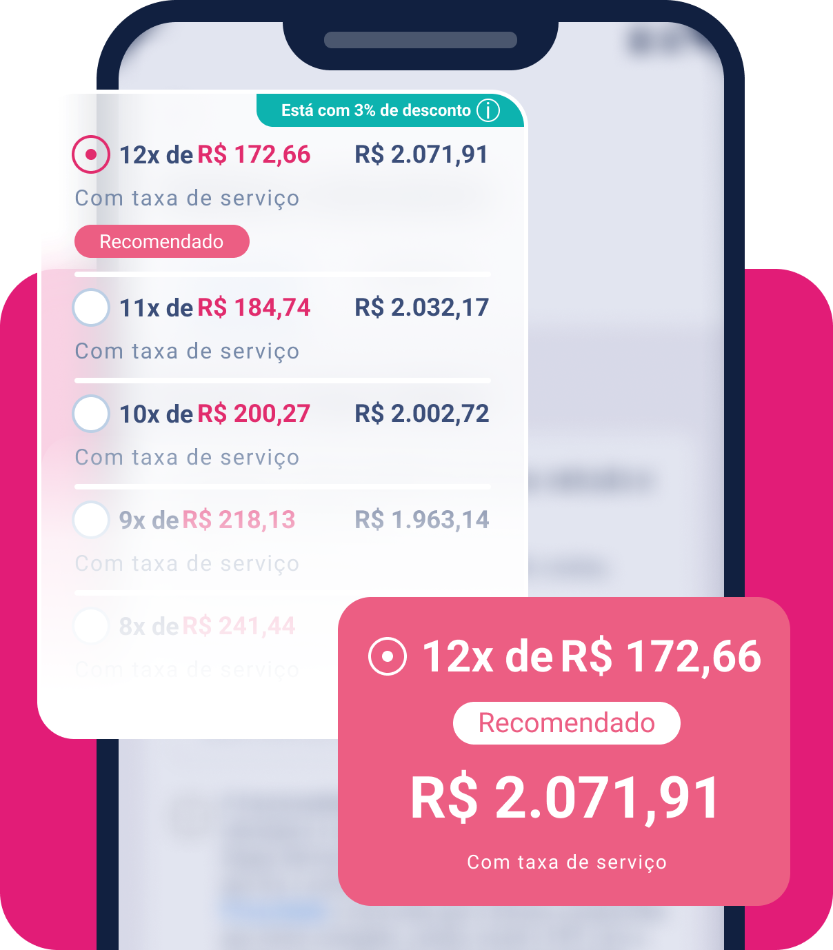 mostrando que é possivel parcelar em ate 12 vezes
