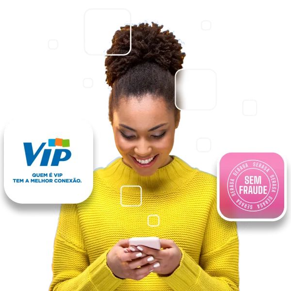 Ilustração com o logo do parceiro Vip Telecom do limpa nome