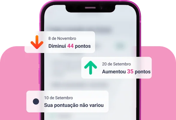 Celular mostrando Aumento e Diminuição de score