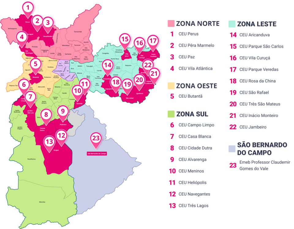 Mapa mostrando aonde ocorreu a a ação com o CEU 