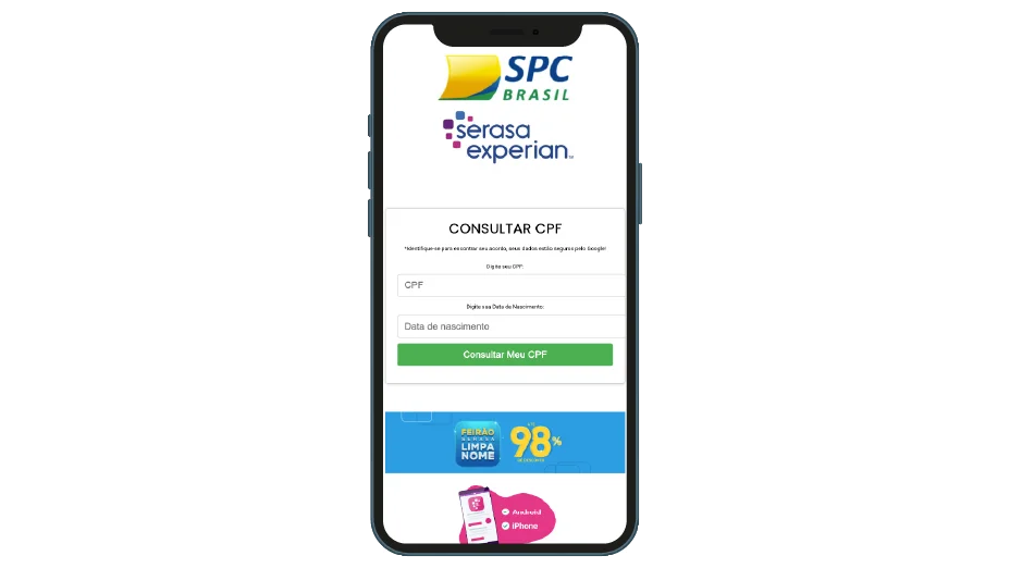 Site falso usando o nome da Serasa e do SPC Brasil.