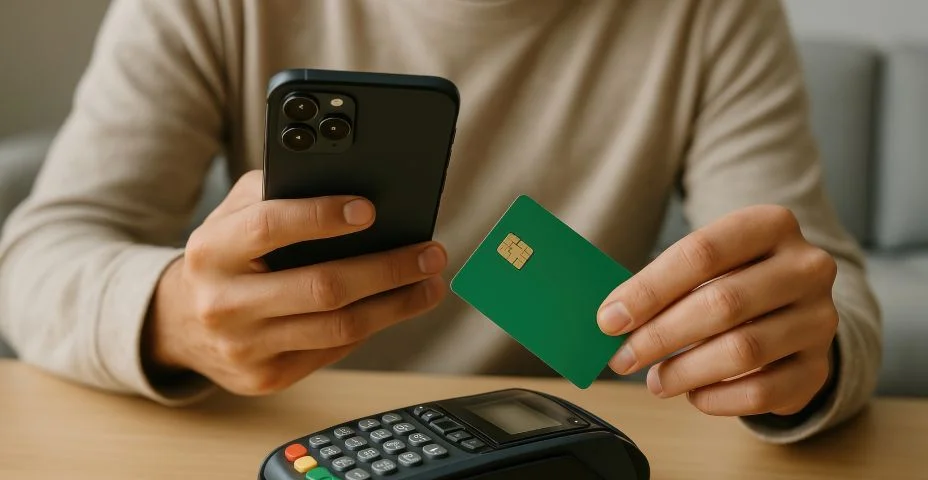 Pagamento sem contato com smartphone.