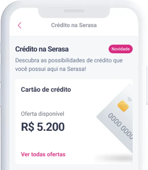 Celular mostrando a carteira digital Serasa