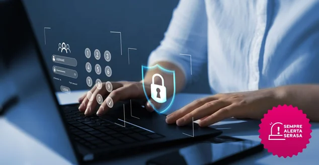 Acesso seguro a informações pessoais de usuários da rede. Proteção de dados e acesso seguro à internet. Conceito de segurança cibernética.