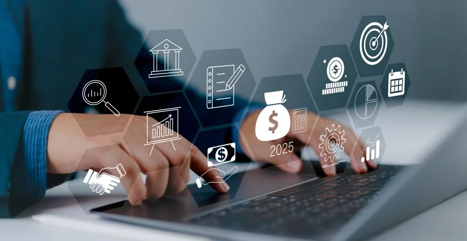 Conceito de planejamento e gerenciamento de orçamento 2025. Calcule as receitas e despesas da empresa, alocação do orçamento da empresa para gerenciamento de negócios ou projetos. Finanças corporativas e plano estratégico anual.