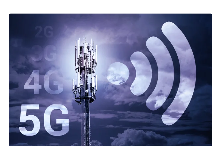 Conceito de tecnologia móvel de comunicação de conexão de internet sem fio de velocidade rápida 5G