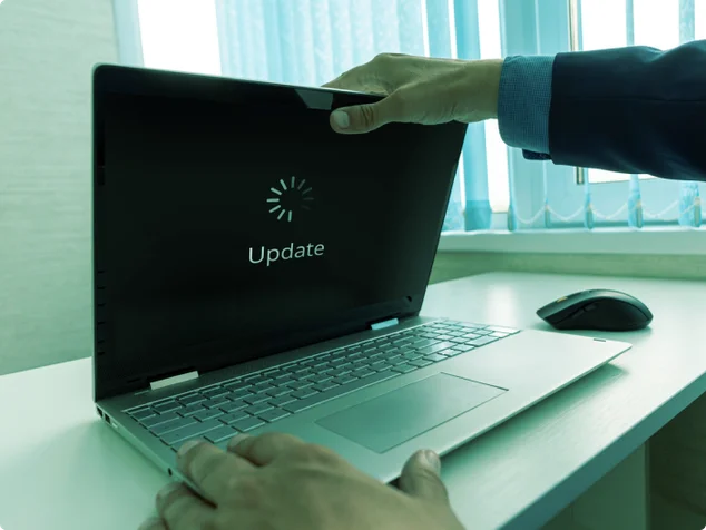 computador com imagem de update