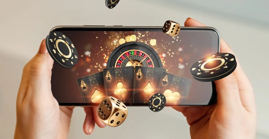 Tela de celular com jogos de casino