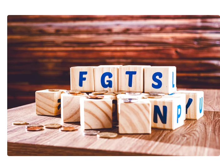 Cubos com letras formando a palavra FGTS