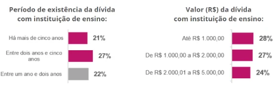 Gráficos mostrando periodo de existência da dívida e o outro mostra o valor da dívida.