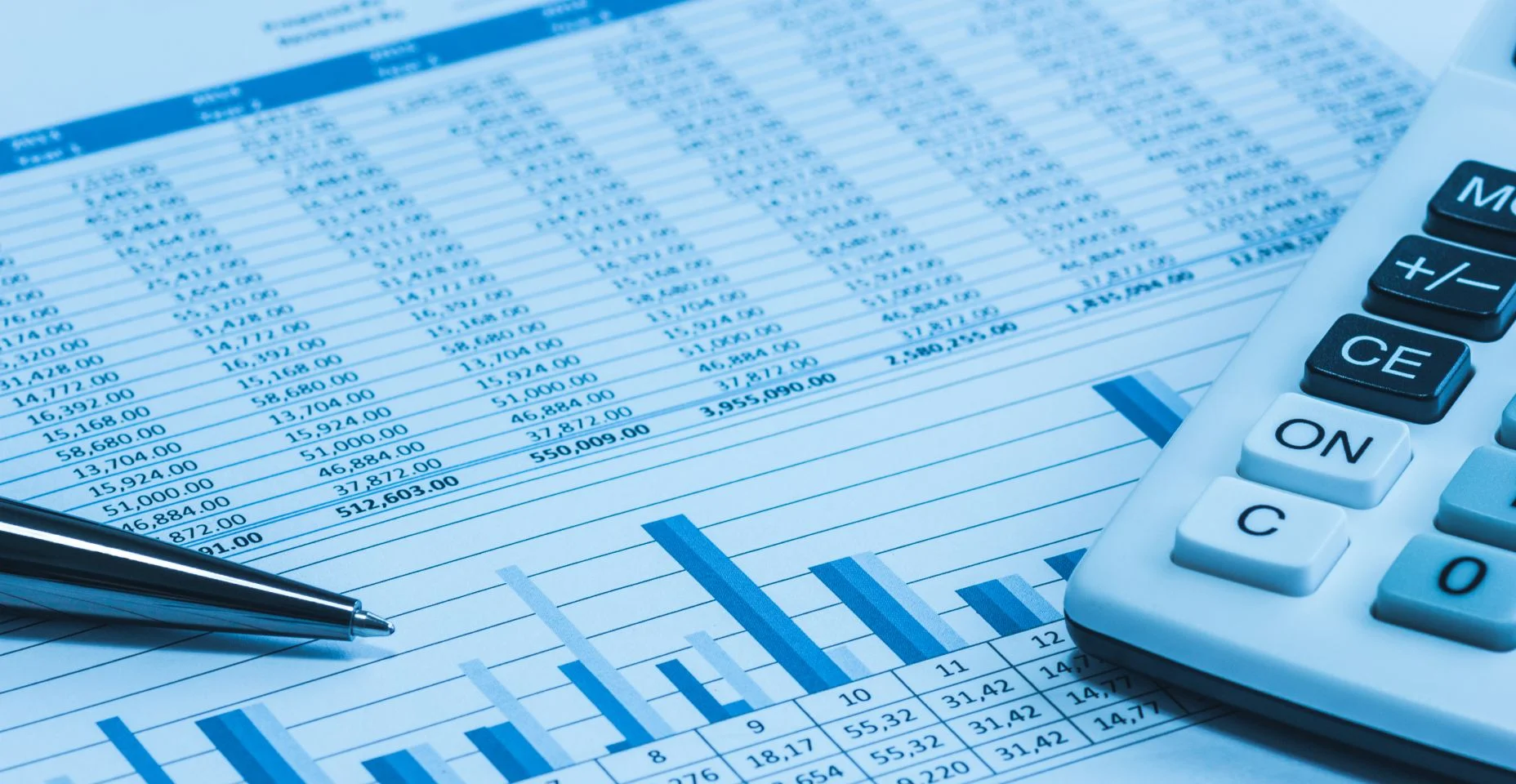 Contador de contabilidade documentos financeiros análise de gráficos