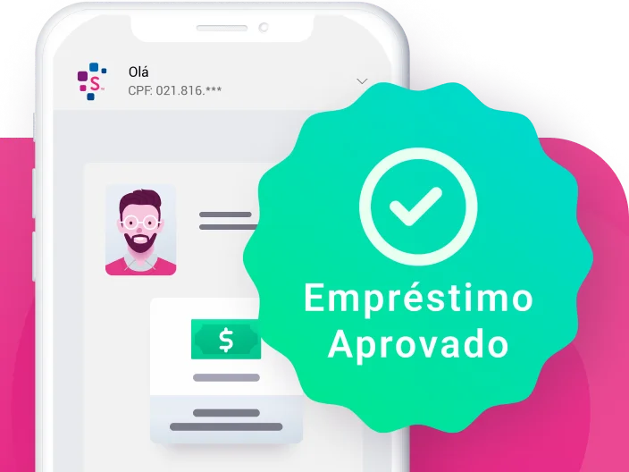 tela de celular com símbolo de empréstimo aprovado