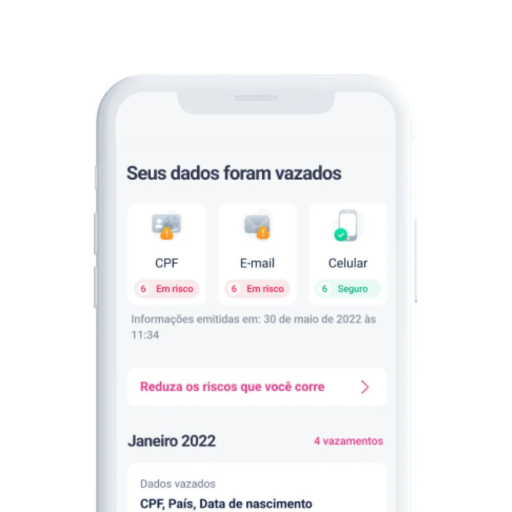 Celular com monitoramento darkweb serasa premium