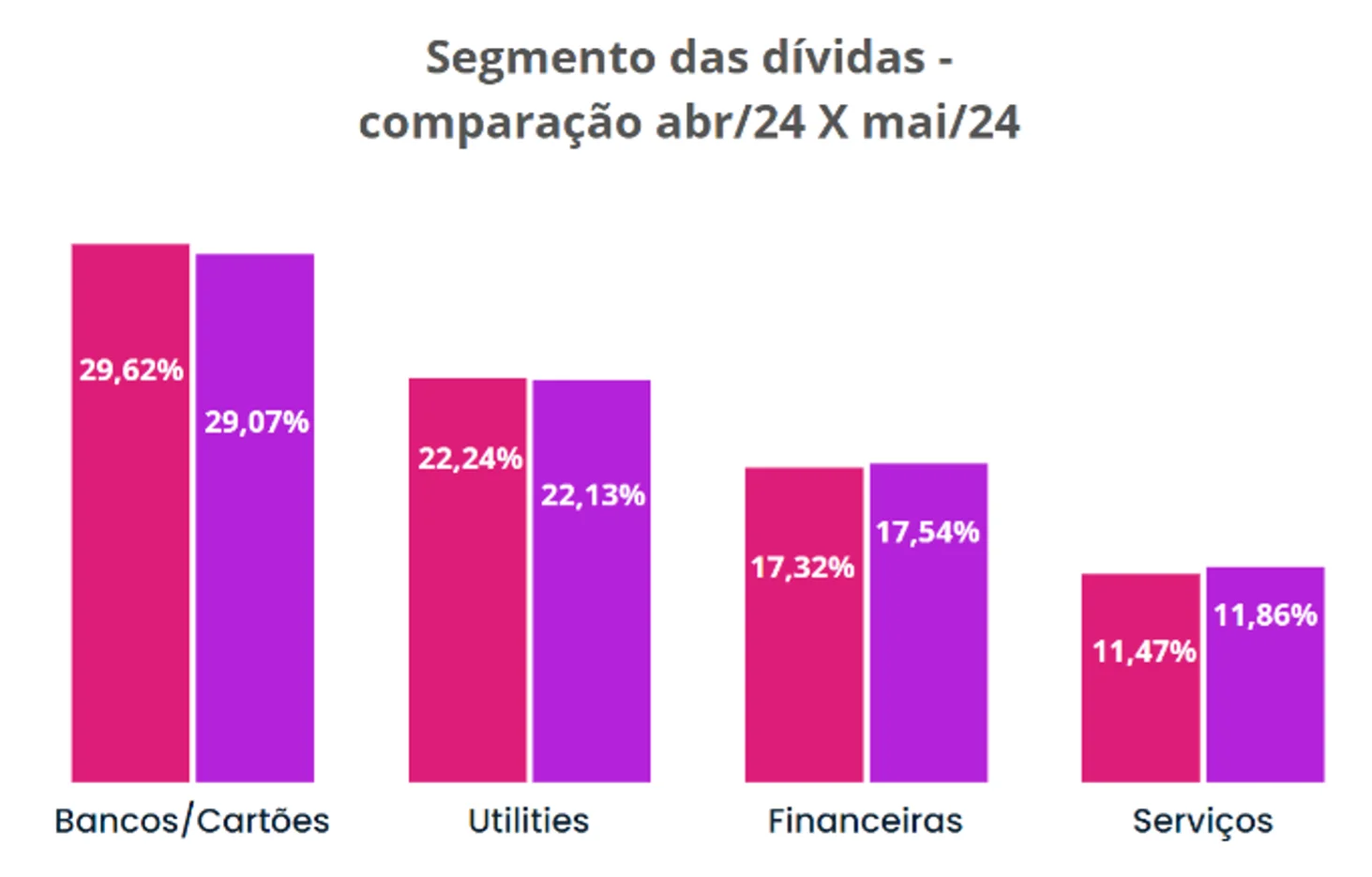 Gráfico com os segmentos das dívidas