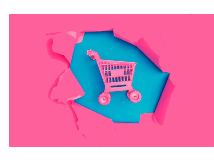 ilustração de carrinho de compra com o fundo rosa