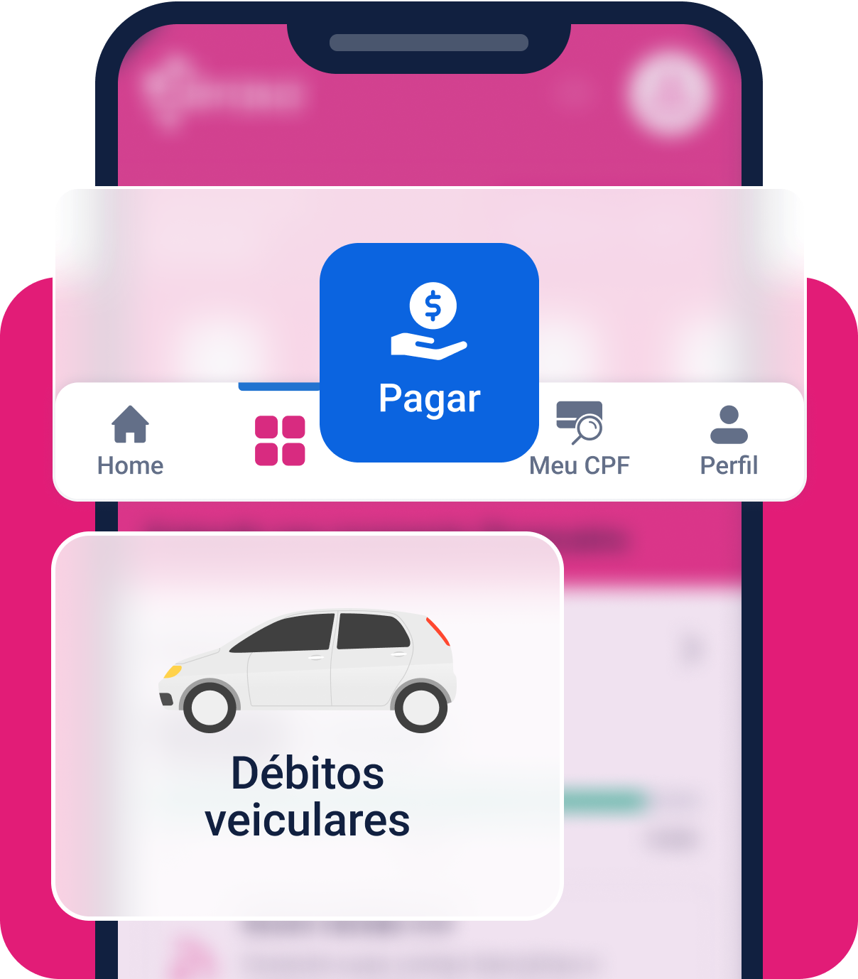 celular aberto na aba pagar e depois abrindo débitos veiculares