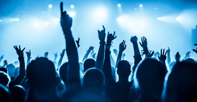 Silhueta de pessoas num show de música