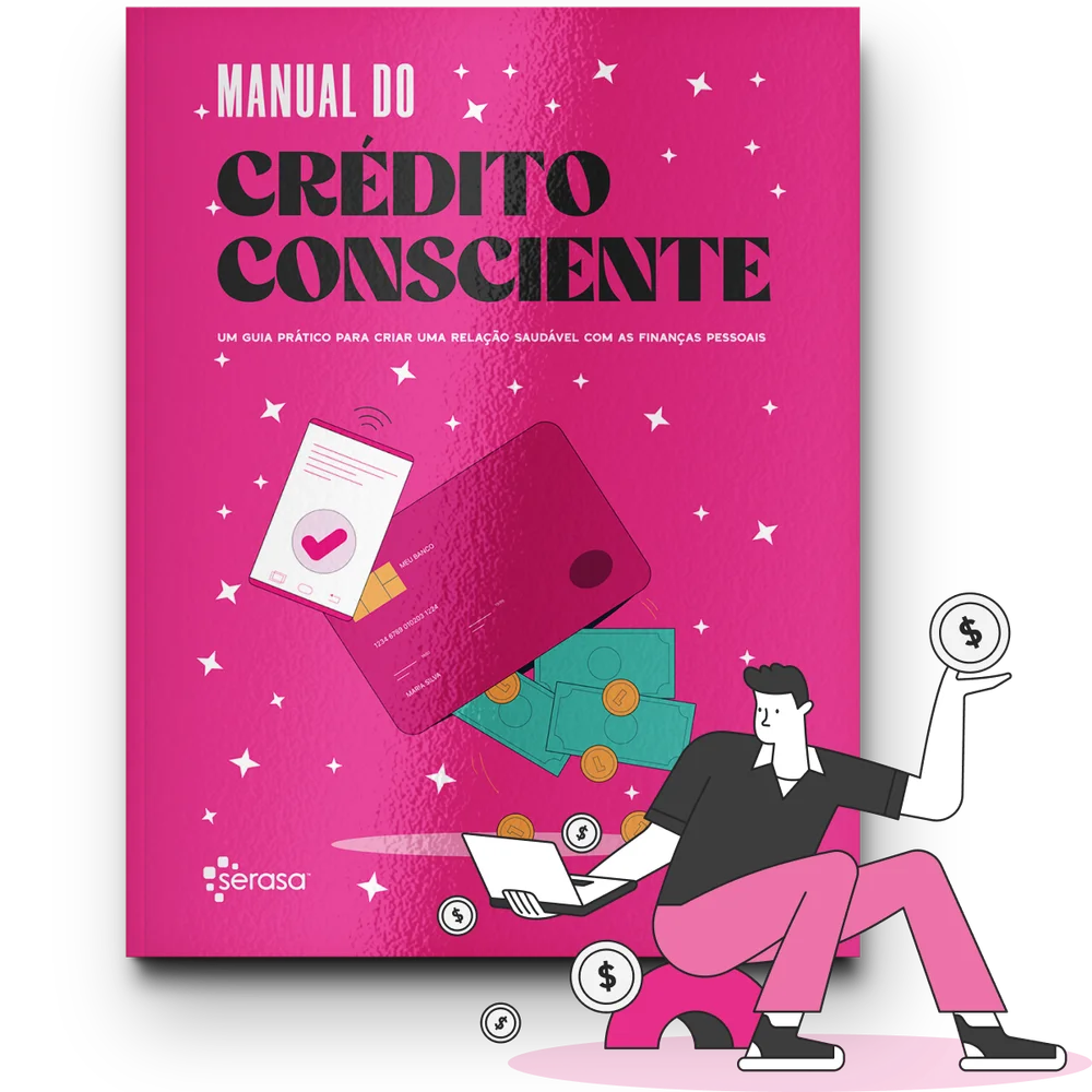 Capa de um livro escrito "Manual do crédito consciente" da serasa