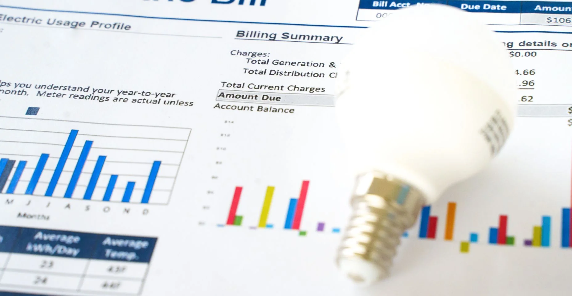 Declaração de conta de luz e consumo de energia doméstica