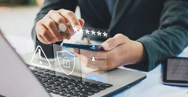 Conceito de segurança cibernética em verificação em duas etapas, autenticação multifator, segurança da informação, criptografia, acesso seguro às informações pessoais do usuário, acesso seguro à Internet, segurança cibernética.