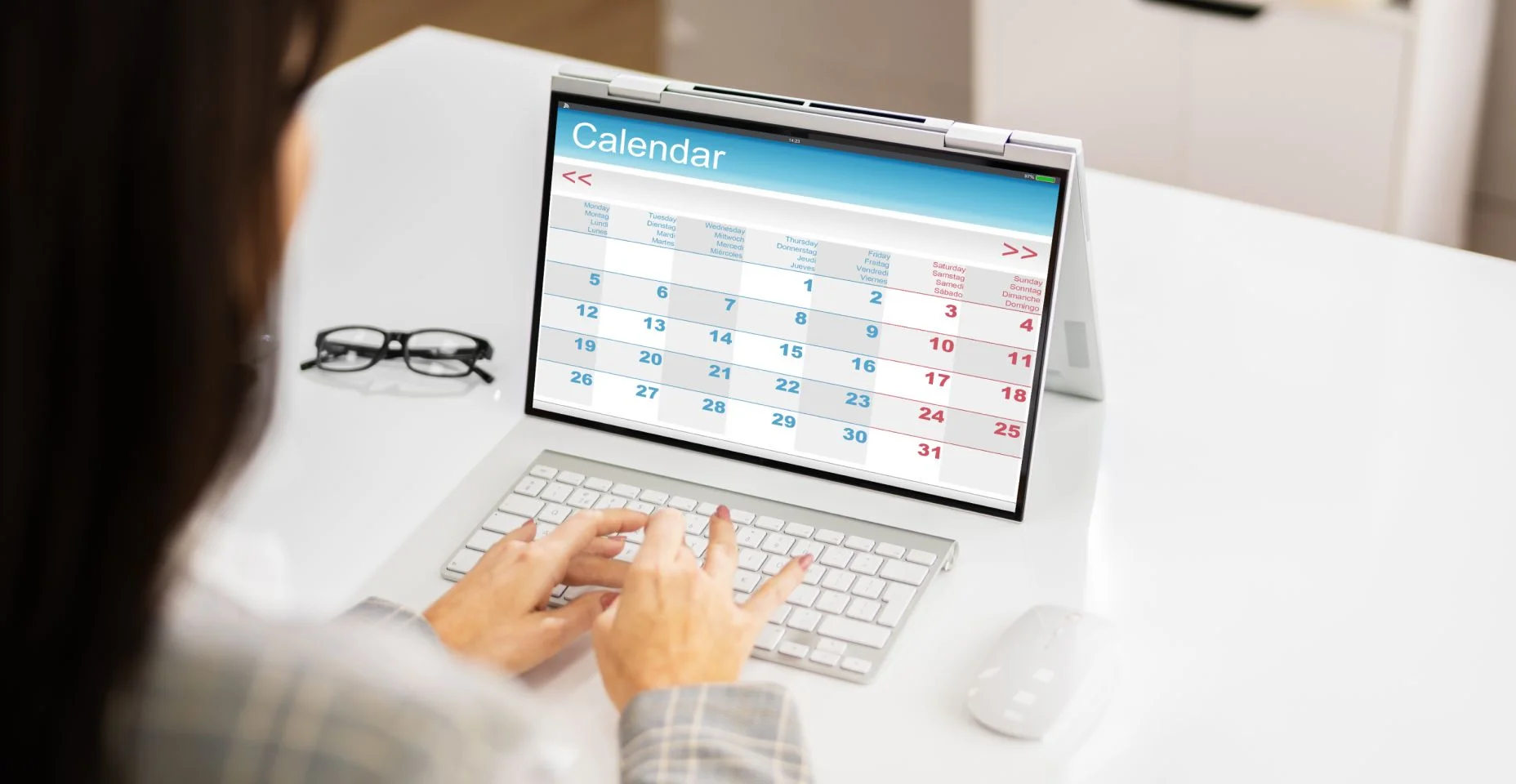 Agendamento de eventos do calendário eletrônico digital