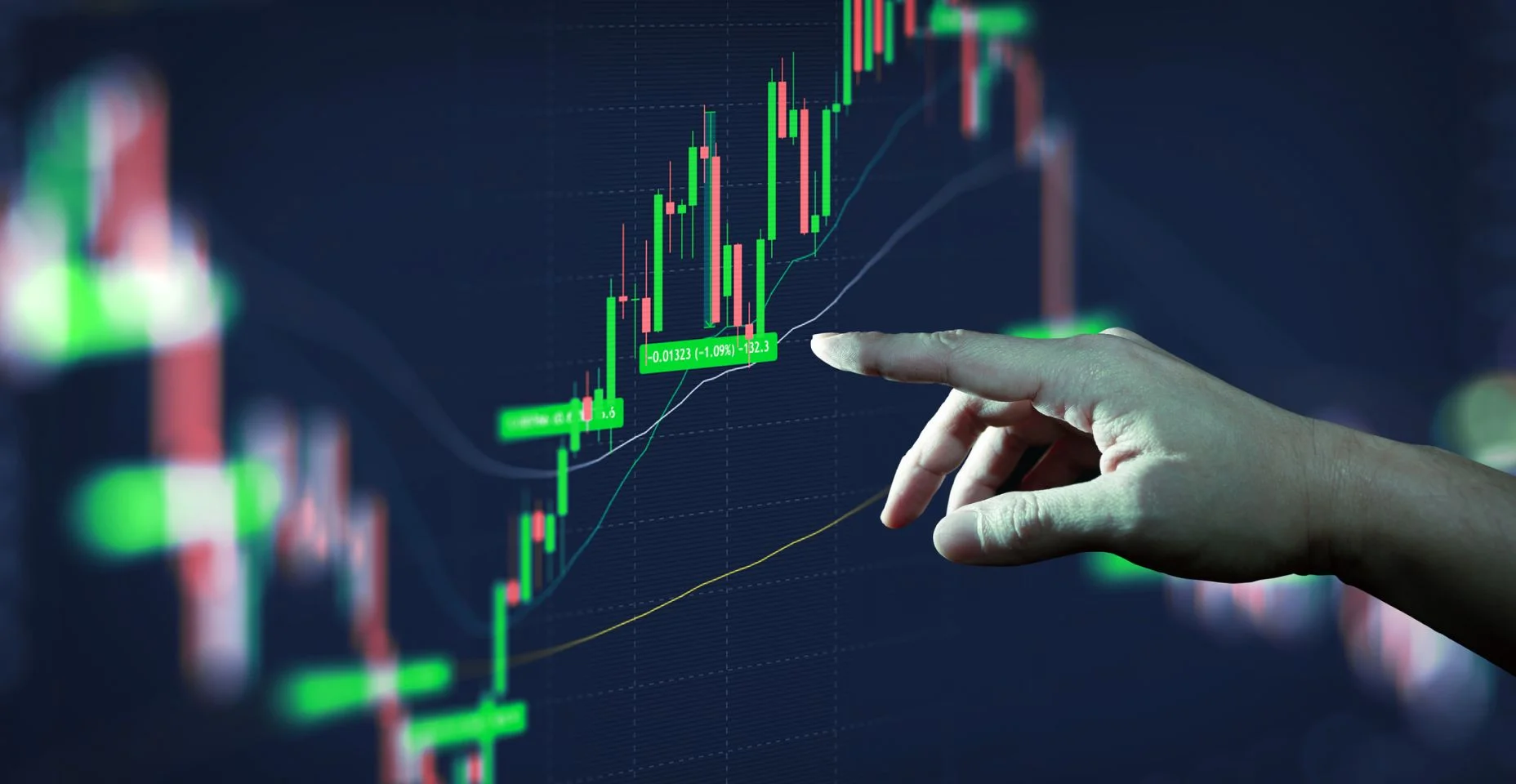 Gráfico de crescimento do índice de dados de negociação. Criptomoeda e Conceito Forex.