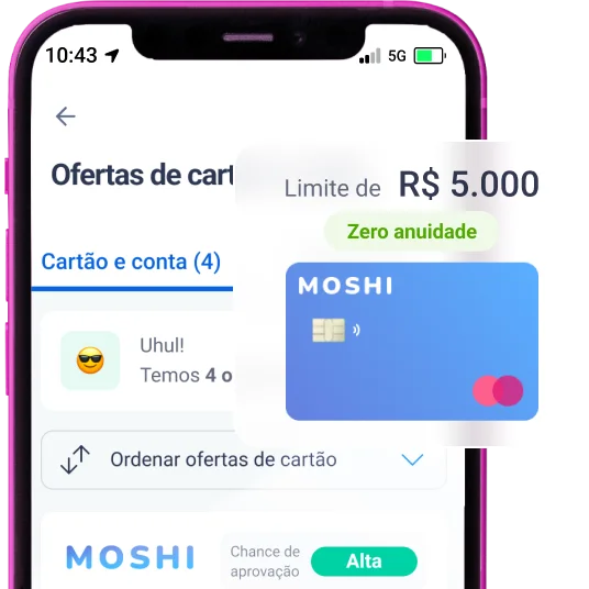 Tela de celular com oferta de cartão de crédito