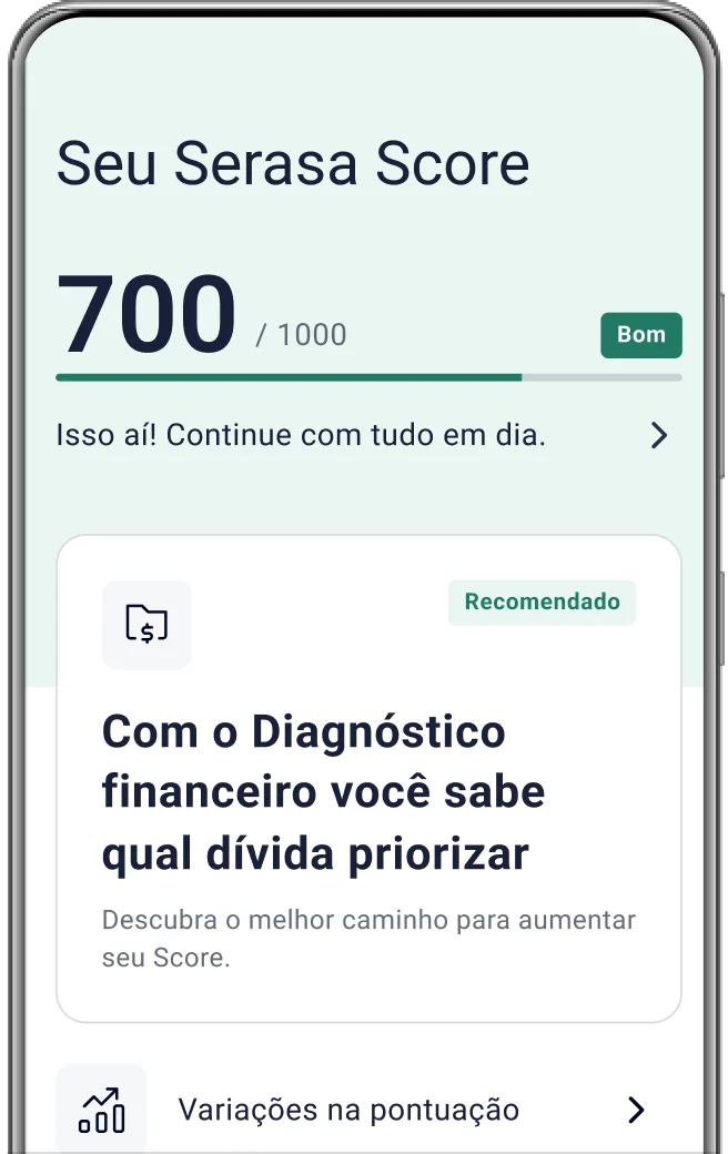 Foto de celular exibindo 700 de score