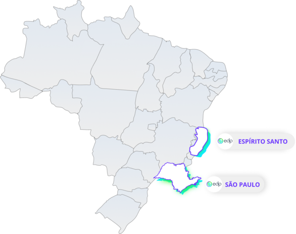 Mapa do Brasil com foco nos estados: Rio Grande do Norte; Pernambuco; Bahia; Distrito Federal; Mato Grosso do Sul; São Paulo