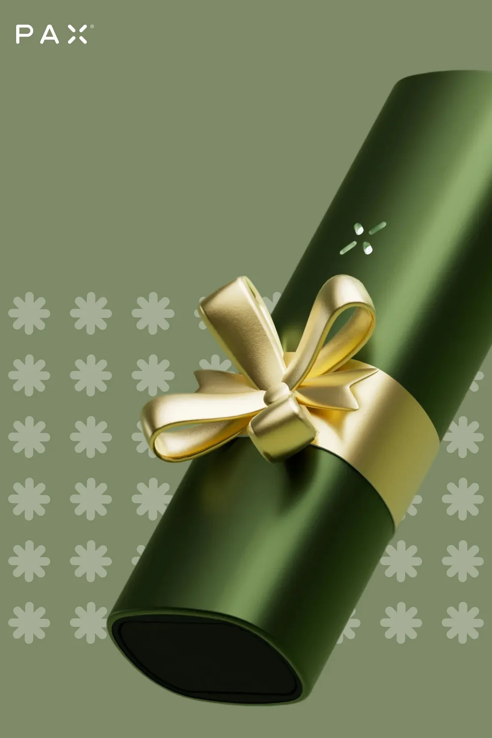 PAX FLOW wrapped in a gold bow for the holidays