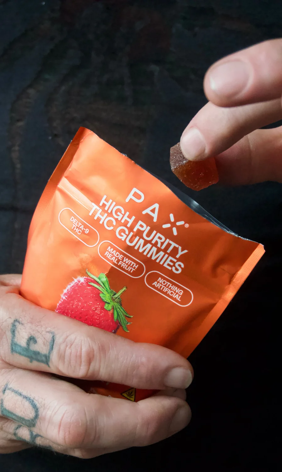 Pax high purity THC gummies stacked up