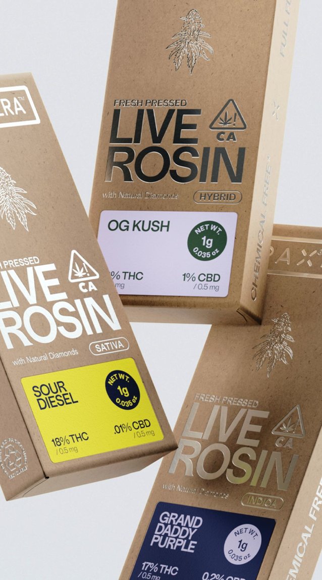Pax fresh pressed live rosin packaging