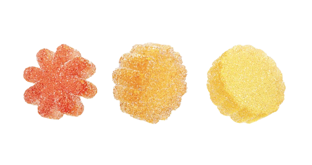 Pax high purity THC gummies stacked up