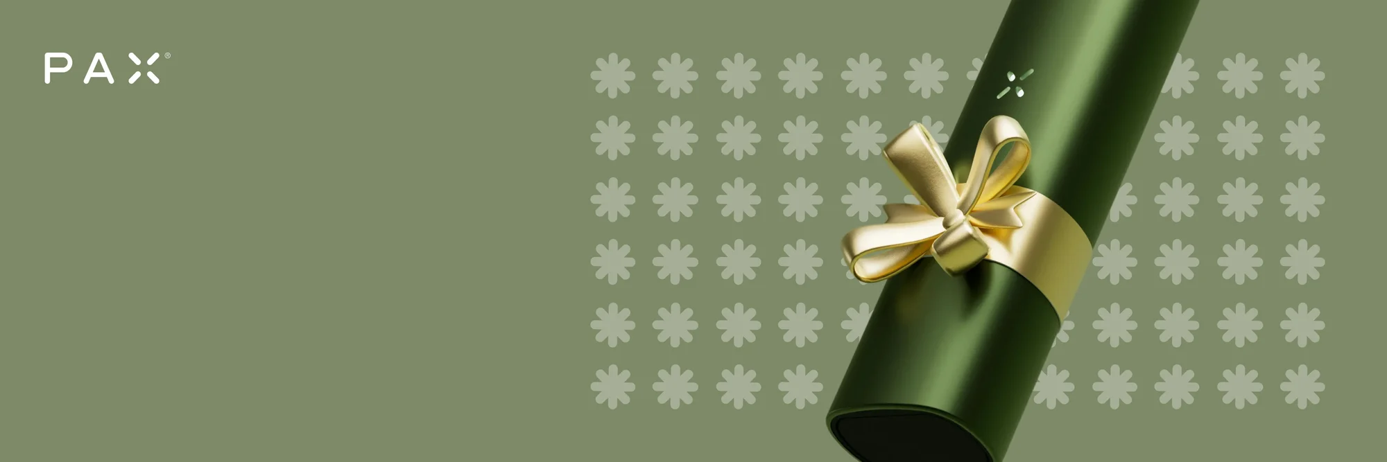 PAX FLOW wrapped in a gold bow for the holidays