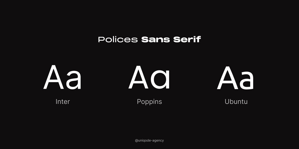 exemples de polices sans serif : Inter, Poppins, Ubuntu