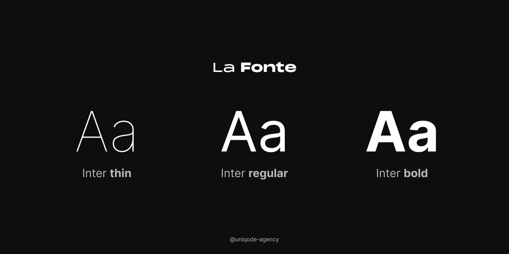 différences entre les fonts inter thin, inter regular et inter bold