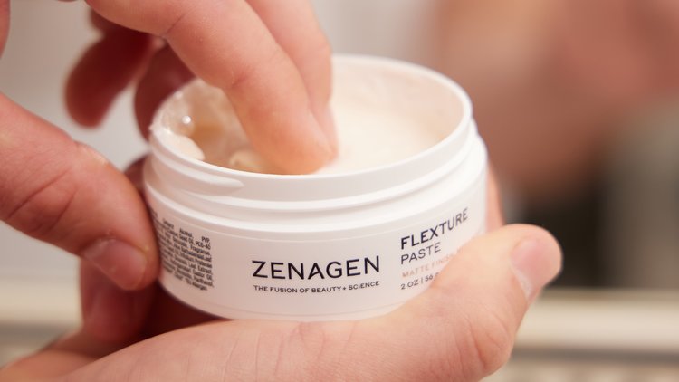 Man tipping is fingers into Zenagen Flexture paste.