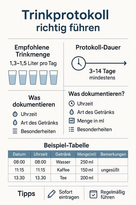 Übersicht für ein Trinkprotokoll bei einer überaktiven Blase